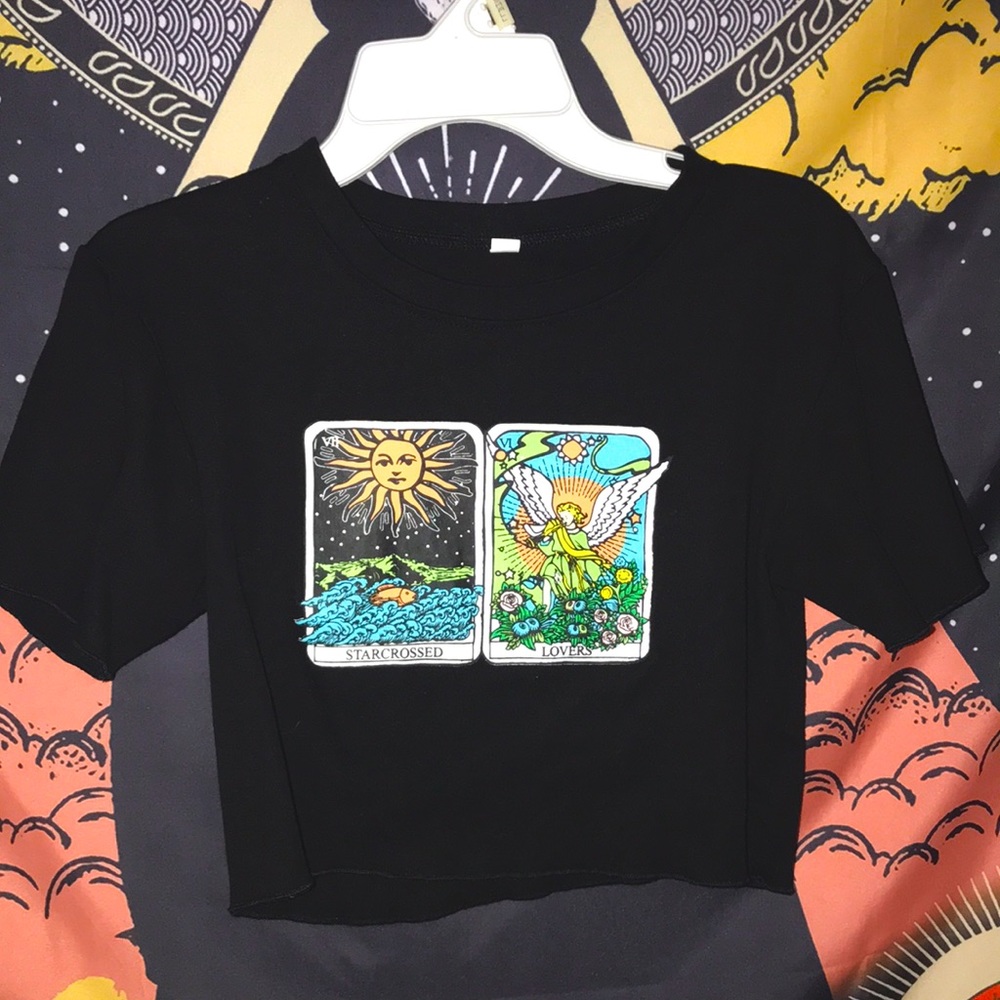 Black Tarot card crop top